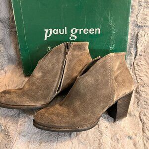 PAUL GREEN Gray Suede DELGADO Ankle Booties Leather Boots 7.5